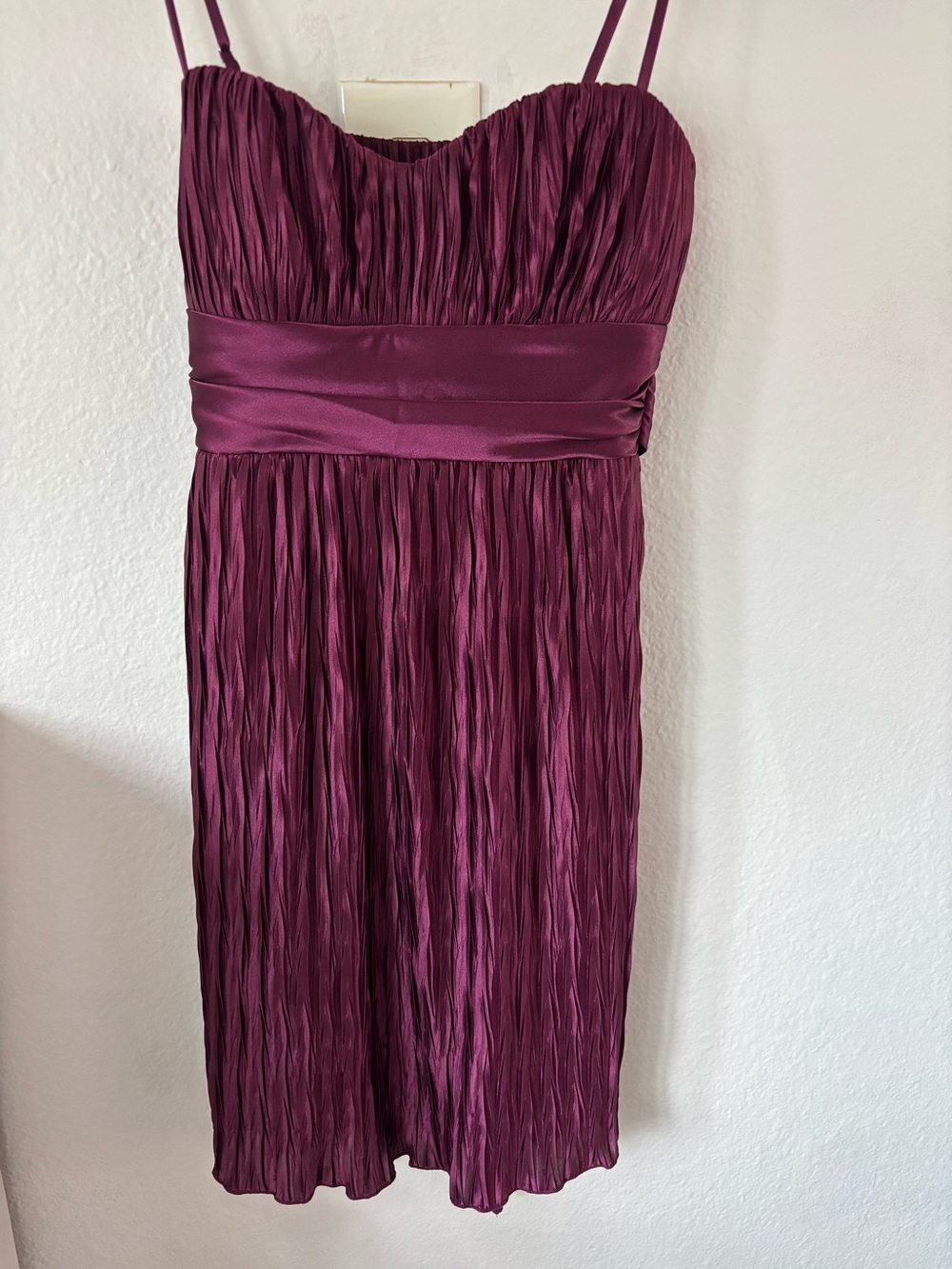 Macy's Plum Crinkle Midi Dress with Satin Waist